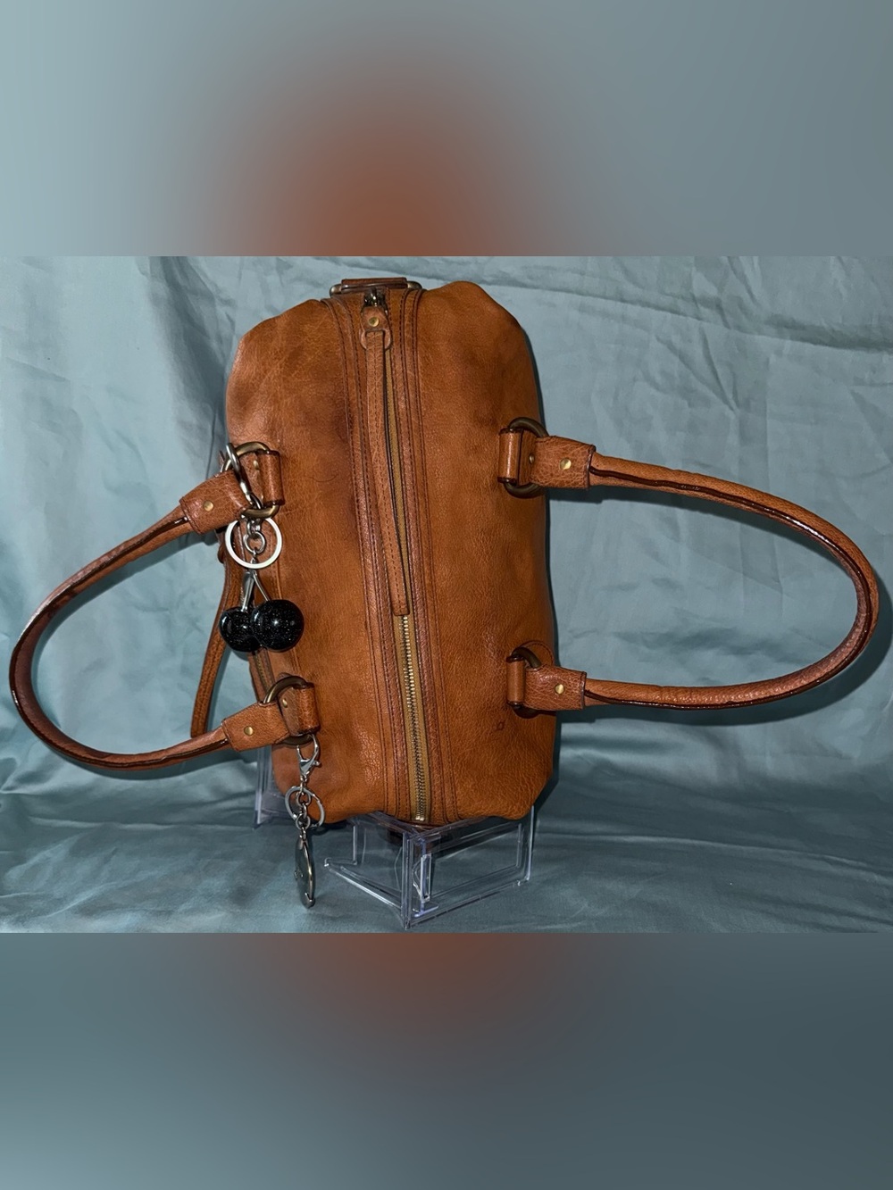 Bally Brownish Red Leather Shoulder Bag with Charm Accents - Picture 9 of 16